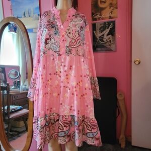 Pink Paisley and Floral Dress